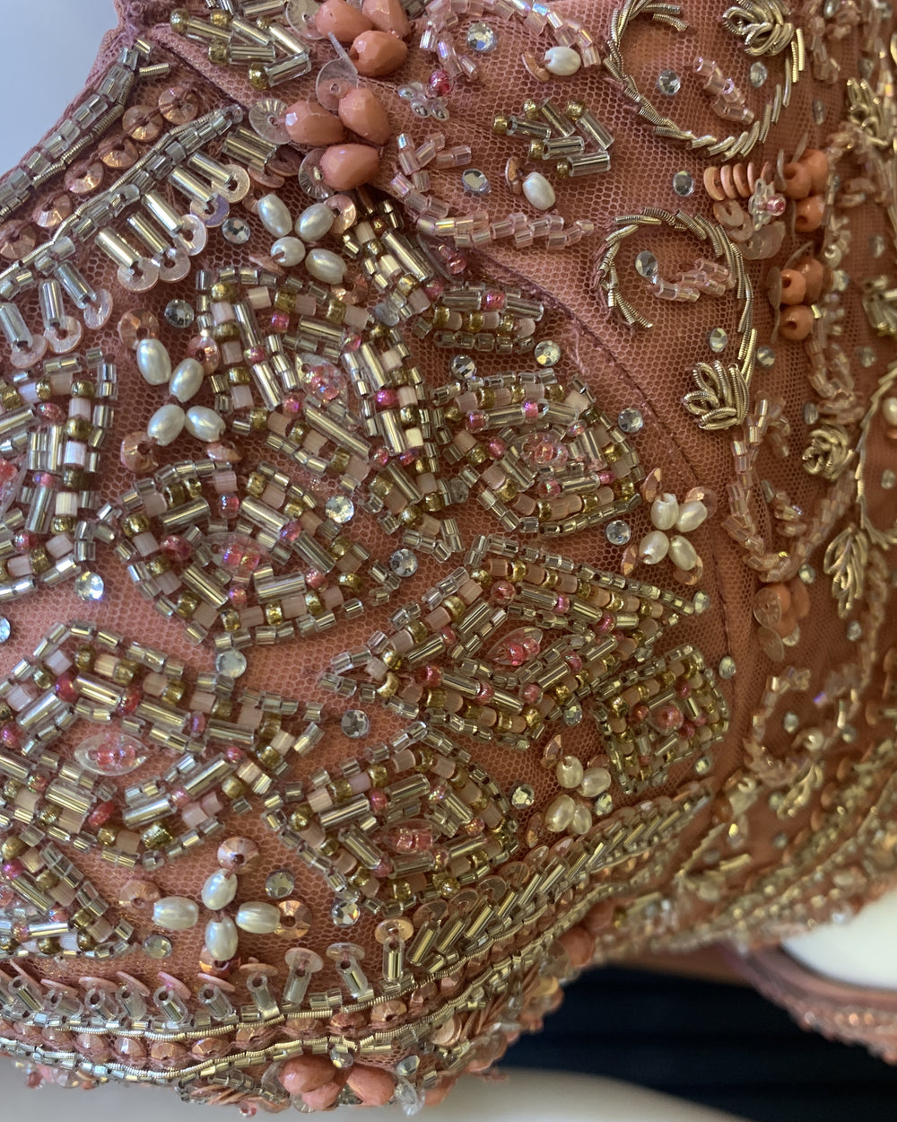 Coral Shimmer Tissue Beadwork Lehenga Set