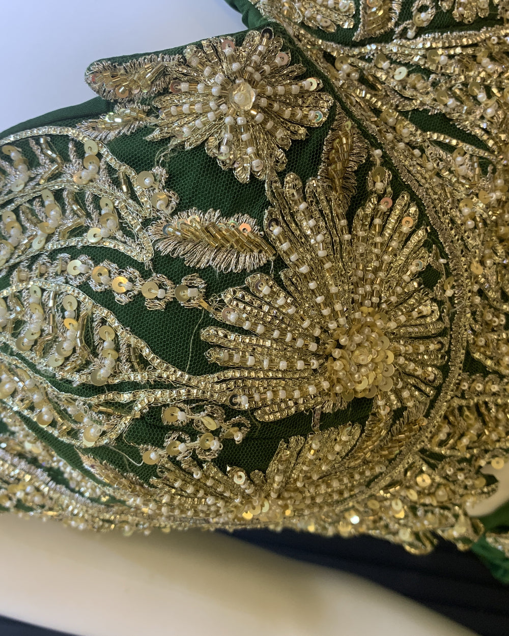 Vanya Bottle Green Zari Pre-Draped Saree