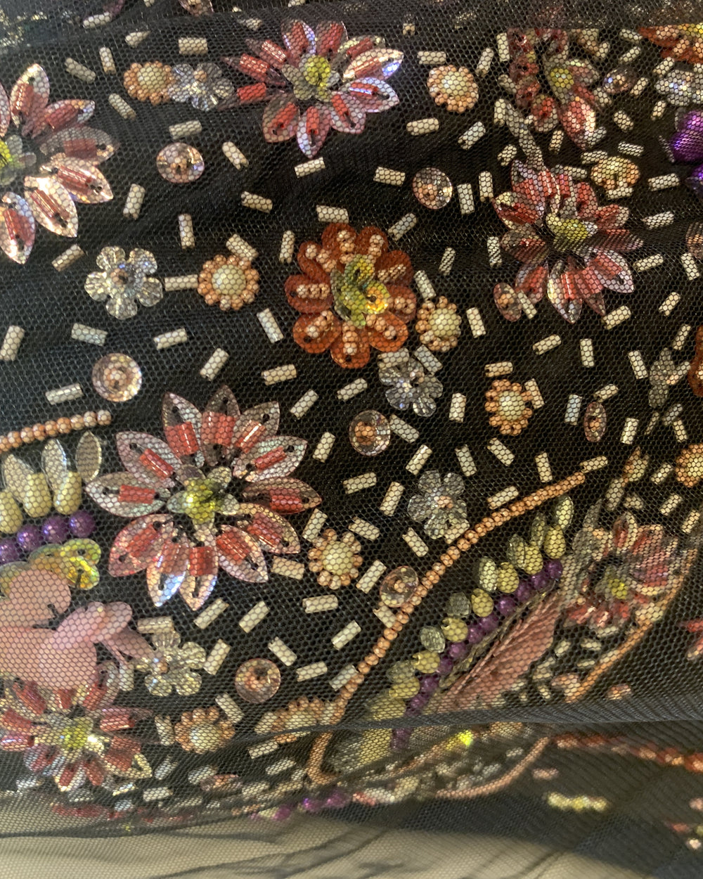 Raat Rani Black Floral Bead-Work Lehenga