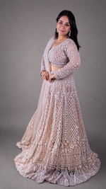 Blush Pink Net Lehenga With Zari and Cutdana Work — view 1