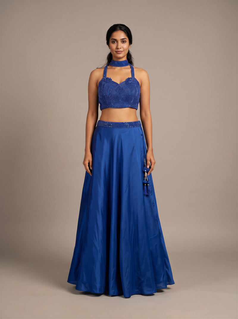 Neelambari Royal Blue Beadwork Lehenga Set