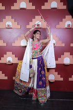 Multi Colour Cotton Kali Lehenga With Mirror Work — view 4