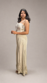 Ivory Crepe Floral Embroidered Corset Sharara Set — view 4