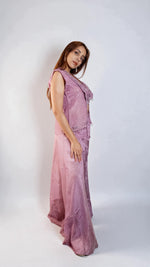 Lilac Pink Crush Tissue Palazzo Suit Set — view 4
