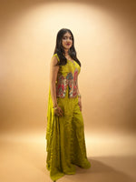 Parrot Green Silk Palazzo Suit With Paisley Embroidery — view 4