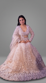 Blush Pink Net Lehenga With Zari and Cutdana Work — view 2