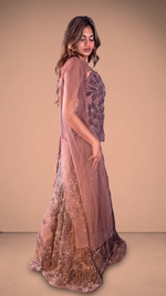 Nude Brown Cord-Embroidered Mermaid Lehenga Set — view 4