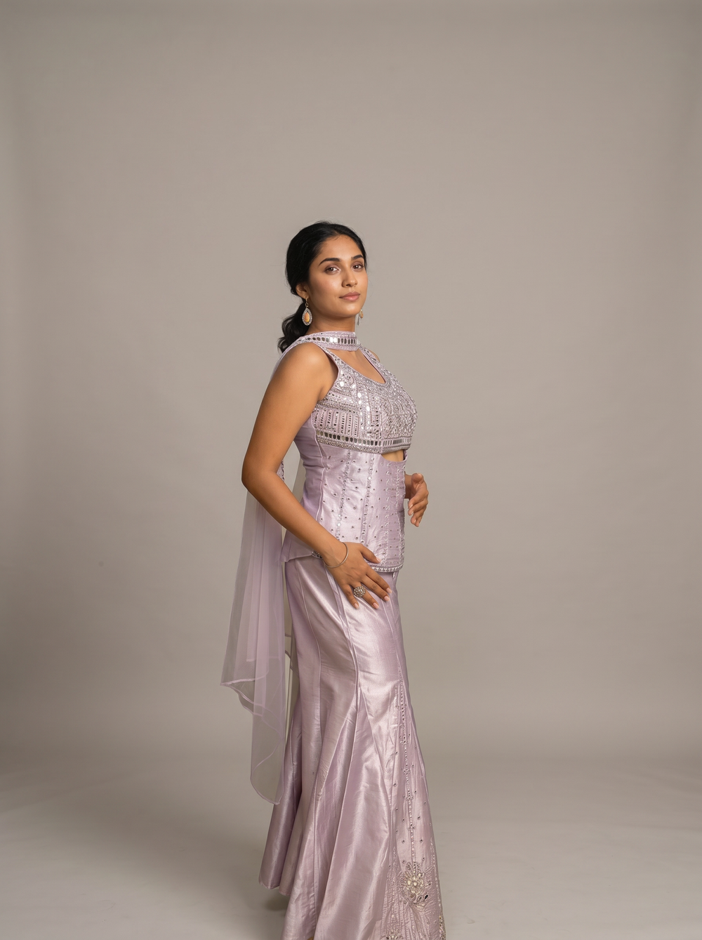 Blush Pink Mirror-Work Sharara Set