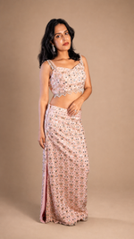 Baby Pink Crepe Mermaid Lehenga With Mirror Work — view 3