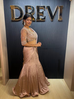 Champagne Shimmer Tissue Pre-Draped Mermaid Saree — view 3