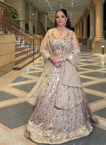 Champagne Net Lehenga With Stone and Mirror Work — view 3