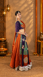 Purple Cotton Kali Lehenga With Stone Patchwork — view 3