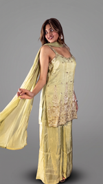 Pista Green Shimmer Tissue Kurta and Palazzo Set — view 3