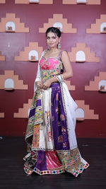 Multi Colour Cotton Kali Lehenga With Mirror Work — view 3