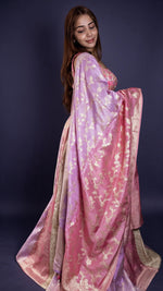 Ombré Brocade Kali Lehenga in Pink and Lilac — view 3