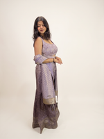 Lavender Georgette Sharara Set With Zari Dupatta — view 3