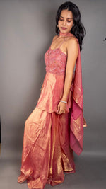 Onion Pink Fendy Tissue Palazzo Suit Set — view 3