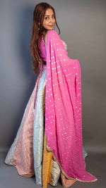 Multicolour Brocade Kali Lehenga With Pink Blouse — view 3