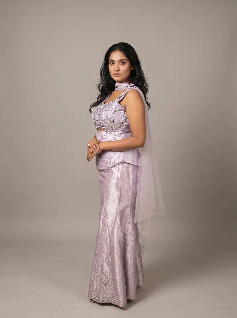 Blush Pink Mirror-Work Sharara Set